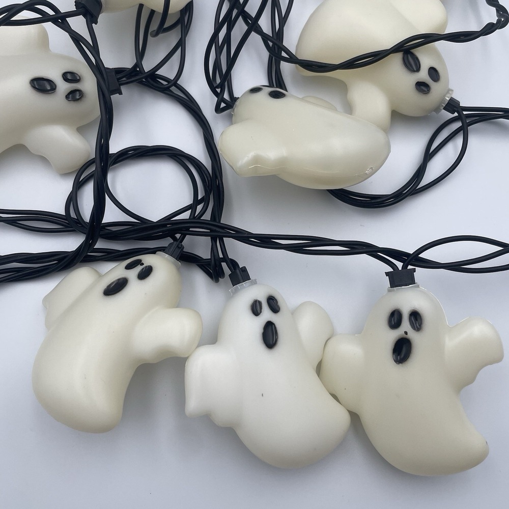 VTG Halloween Ghost String Lights Blow Mold Plug In Holiday Spooky Party Decor